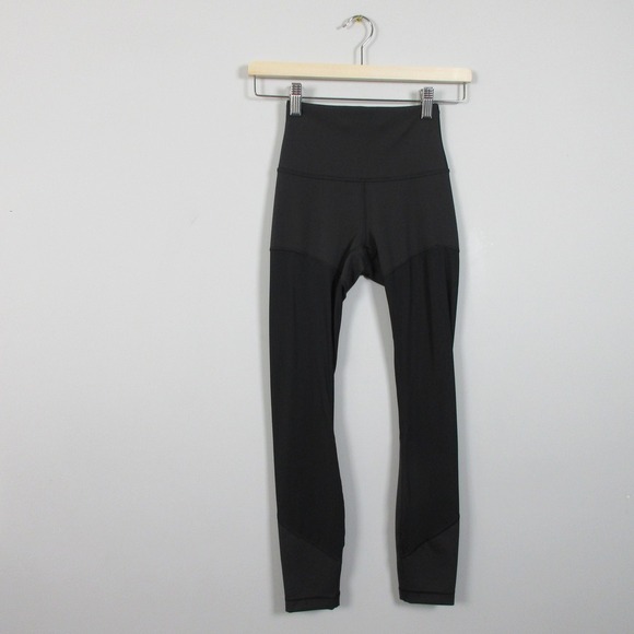 Lululemon Wunder Train Mesh High Rise Tight 25" Women 2 Black Workout Yoga 136 - Picture 1 of 9